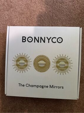 Gold Sunburst Wall Mirror Set - Champagne Finish